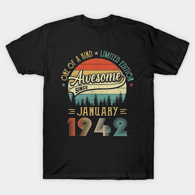 January 1942 Vintage 80 Years Old Retro 80th Birthday T-Shirt by Marks Kayla